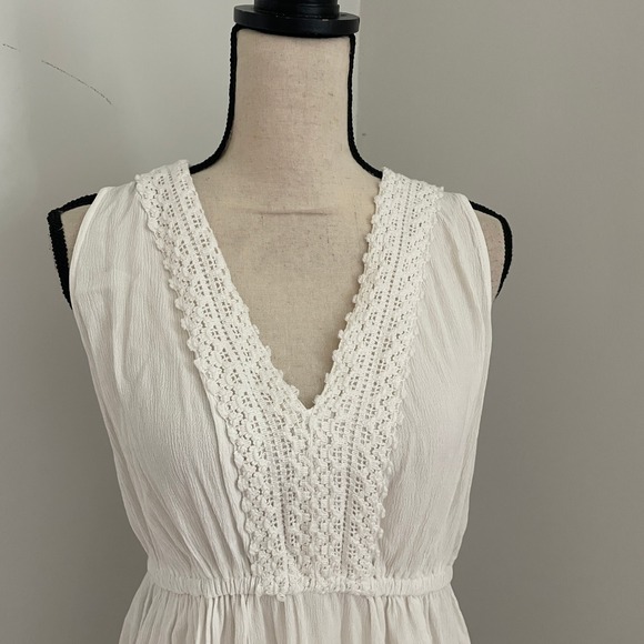 Justily Tiered Crochet VNeck Sleeveless Mini Dress Large‎ Coastal Cowgirl Angel - Picture 2 of 11